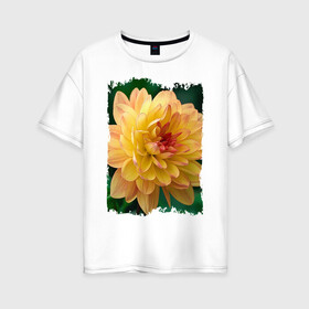 Женская футболка хлопок Oversize с принтом Желтый цветок в Новосибирске, 100% хлопок | свободный крой, круглый ворот, спущенный рукав, длина до линии бедер
 | в тренде | желтый цветок | касиво | круто | модный принт | тренд | цветы