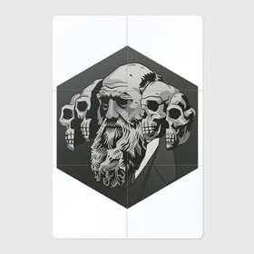 Магнитный плакат 2Х3 с принтом Чарльз Дарвин в Новосибирске, Полимерный материал с магнитным слоем | 6 деталей размером 9*9 см | арт | дарвин | рисунок | учёный | чарльз дарвин | череп | черепа | чёрно белый | черно белый рисунок | эволюция