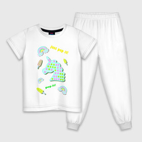 Детская пижама хлопок с принтом pop it единорог и радуга в Новосибирске, 100% хлопок |  брюки и футболка прямого кроя, без карманов, на брюках мягкая резинка на поясе и по низу штанин
 | ice cream | rainbow | unicorn | детский | единорог | игрушка | лопай | мороженое | поп ит | пузыри | пупырка | радуга | радужный | разноцветный