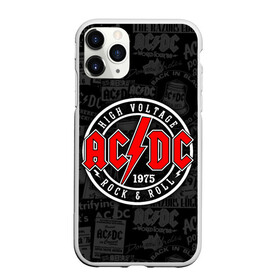 Чехол для iPhone 11 Pro Max матовый с принтом AC DC HIGH VOLTAGE в Новосибирске, Силикон |  | ac dc | angus young. | back in black | brian johnson | hells bells | highway to hell | rock | thunderstruck | tnt | ангус янг | брайан джонсон | группа | музыка | рок | эйси диси