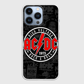 Чехол для iPhone 13 Pro с принтом AC DC HIGH VOLTAGE в Новосибирске,  |  | ac dc | angus young. | back in black | brian johnson | hells bells | highway to hell | rock | thunderstruck | tnt | ангус янг | брайан джонсон | группа | музыка | рок | эйси диси