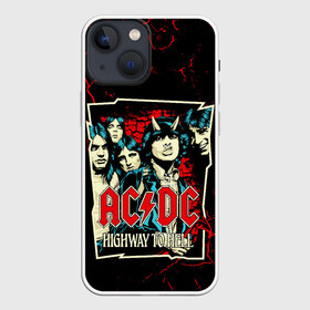 Чехол для iPhone 13 mini с принтом AC DC HIGHWAY TO HELL в Новосибирске,  |  | ac dc | angus young. | back in black | brian johnson | hells bells | highway to hell | rock | thunderstruck | tnt | ангус янг | брайан джонсон | группа | музыка | рок | эйси диси