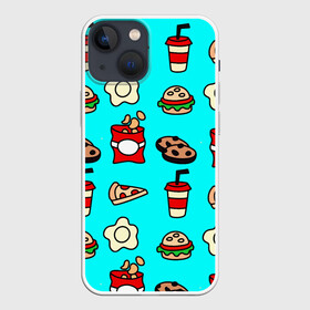 Чехол для iPhone 13 mini с принтом Вкусняхи из Макдака в Новосибирске,  |  | бургер | вкусняхи | еда | кола | мак | напиток | печеньки | пицца | яйцо.