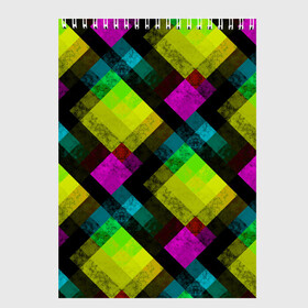 Скетчбук с принтом Абстрактный разноцветный узор  в Новосибирске, 100% бумага
 | 48 листов, плотность листов — 100 г/м2, плотность картонной обложки — 250 г/м2. Листы скреплены сверху удобной пружинной спиралью | Тематика изображения на принте: абстрактный | геометрический | желтый | зеленый | молодежный | мраморный | разноцветный | современный | черный