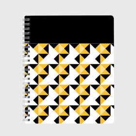 Тетрадь с принтом Черно-желтый геометрический  в Новосибирске, 100% бумага | 48 листов, плотность листов — 60 г/м2, плотность картонной обложки — 250 г/м2. Листы скреплены сбоку удобной пружинной спиралью. Уголки страниц и обложки скругленные. Цвет линий — светло-серый
 | абстрактный | геометрический | желтый | молодежный | мужской | разноцветный | современный | черный