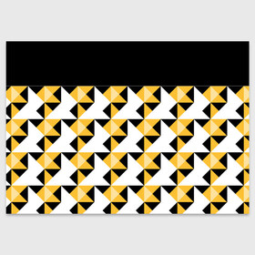 Поздравительная открытка с принтом Черно-желтый геометрический  в Новосибирске, 100% бумага | плотность бумаги 280 г/м2, матовая, на обратной стороне линовка и место для марки
 | абстрактный | геометрический | желтый | молодежный | мужской | разноцветный | современный | черный