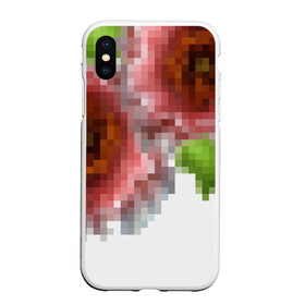 Чехол для iPhone XS Max матовый с принтом Пиксельный узор Маки в Новосибирске, Силикон | Область печати: задняя сторона чехла, без боковых панелей | букет | девушкам | детский | женский | маки | модный | цветочный узор | цветы