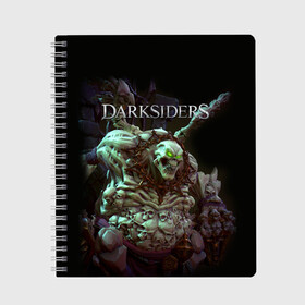 Тетрадь с принтом Гнев Войны | Darksiders (Z) в Новосибирске, 100% бумага | 48 листов, плотность листов — 60 г/м2, плотность картонной обложки — 250 г/м2. Листы скреплены сбоку удобной пружинной спиралью. Уголки страниц и обложки скругленные. Цвет линий — светло-серый
 | darksiders | darksiders 2 | darksiders 3 | ulthane | wrath of war | всадник апокалипсиса | гнев войны | обугленный совет | руина | ультэйн