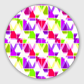 Коврик для мышки круглый с принтом Абстрактный яркий узор в Новосибирске, резина и полиэстер | круглая форма, изображение наносится на всю лицевую часть | абстрактный | геометрические фигуры | детский | зеленый | клетчатый узор | летний | популярный | розовый | сиреневый | современный | треугольники