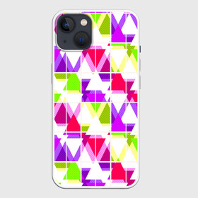 Чехол для iPhone 13 с принтом Абстрактный яркий узор в Новосибирске,  |  | абстрактный | геометрические фигуры | детский | зеленый | клетчатый узор | летний | популярный | розовый | сиреневый | современный | треугольники
