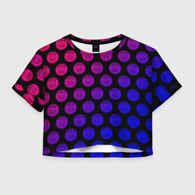 Женская футболка Crop-top 3D с принтом ПСЖ Неон в Новосибирске, 100% полиэстер | круглая горловина, длина футболки до линии талии, рукава с отворотами | football | neon | psg | soccer | неон | псж | футбол
