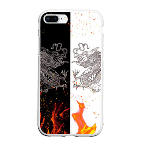 Чехол для iPhone 7Plus/8 Plus матовый с принтом Драконы Черный и Белый | Огонь в Новосибирске, Силикон | Область печати: задняя сторона чехла, без боковых панелей | beast | dragon | fire | дракон | животные | зверь | змей | когти | огонь | пламя | узор | чб | японский