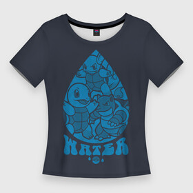 Женская футболка 3D Slim с принтом Водные покемоны в Новосибирске,  |  | anime | pokemon | poket monster | poketmon | squirtle | аниме | анимэ | карманные монстры | покемон | сквиртл