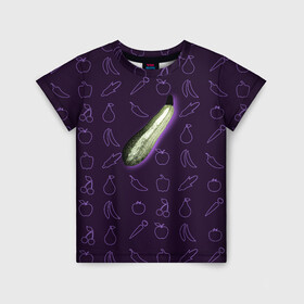 Детская футболка 3D с принтом Сбор урожая. Кабачок в Новосибирске, 100% гипоаллергенный полиэфир | прямой крой, круглый вырез горловины, длина до линии бедер, чуть спущенное плечо, ткань немного тянется | бесполезный овощ | зачем кабачок | кабачки | кабачок | овощи | урожай