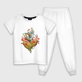 Детская пижама хлопок с принтом Железная фея в Новосибирске, 100% хлопок |  брюки и футболка прямого кроя, без карманов, на брюках мягкая резинка на поясе и по низу штанин
 | Тематика изображения на принте: арт | киборг | красные цветы | красный цветок | мак | маки | планета | природа | рисунок | робот | цветок | цветы