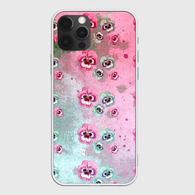 Чехол для iPhone 12 Pro Max с принтом Акварельный камуфляж с цветами в Новосибирске, Силикон |  | акварель | акварельный | анютины глазки | градиент | женственный | камуфляж | разводы | разноцветный | фиалки | цветочки | цветочный | цветы
