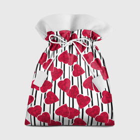 Подарочный 3D мешок с принтом Полосатый узор сердце  в Новосибирске, 100% полиэстер | Размер: 29*39 см | Тематика изображения на принте: детский | красный | красный и черный | любовь | мраморное сердце | полосатый узор | полосы | сердце | черные полосы