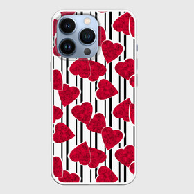 Чехол для iPhone 13 Pro с принтом Полосатый узор сердце в Новосибирске,  |  | детский | красный | красный и черный | любовь | мраморное сердце | полосатый узор | полосы | сердце | черные полосы