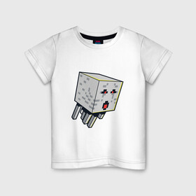 Детская футболка хлопок с принтом Майнкрафт Гаст Мaincraft Ghast в Новосибирске, 100% хлопок | круглый вырез горловины, полуприлегающий силуэт, длина до линии бедер | ghast | maincraft | mob | pixel | unit | гаст | гасты | маинкрафт | майнкрафт | моб | персонаж | пиксели