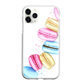 Чехол для iPhone 11 Pro Max матовый с принтом Macarons. Нежный десерт в Новосибирске, Силикон |  | акварель | акварельные | десерт | десерты | макаронс | макаруны | пирожное | пирожные | разноцветные | сладости