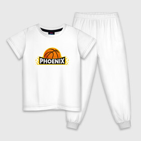 Детская пижама хлопок с принтом Phoenix Basketball в Новосибирске, 100% хлопок |  брюки и футболка прямого кроя, без карманов, на брюках мягкая резинка на поясе и по низу штанин
 | basketball | mvp | nba | phoenix | sport | streetball | suns | аризона | баскетбол | игра | крис пол | мяч | нба | санс | спорт | стритбол | тренер | финикс | чемпион