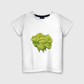 Детская футболка хлопок с принтом Милый салат в Новосибирске, 100% хлопок | круглый вырез горловины, полуприлегающий силуэт, длина до линии бедер | Тематика изображения на принте: арт | кочанный салат | мило | милота | овощ | овощи | рисунок | салат | свежие овощи | свежий овощ | свежий продукт