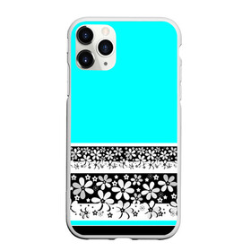 Чехол для iPhone 11 Pro Max матовый с принтом Цветочный бирюзовый  узор  в Новосибирске, Силикон |  | Тематика изображения на принте: абстрактный | бирюзовый | девушкам | детский | кайма | летний | неоновый | ромашки | цветы | черный и белый