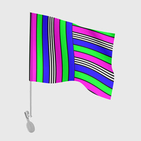 Флаг для автомобиля с принтом Полосатый яркий летний узор  в Новосибирске, 100% полиэстер | Размер: 30*21 см | ассиметричный | детский | зеленый | малиновый | модный | молодежный | синий | современный | универсальный | яркий узор