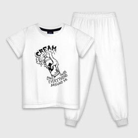 Детская пижама хлопок с принтом Graffiti Cream в Новосибирске, 100% хлопок |  брюки и футболка прямого кроя, без карманов, на брюках мягкая резинка на поясе и по низу штанин
 | black | cream | gza | hip hop | method man | music | new york | odb | old school | rap | rza | wu tang | wu tang clan | аудио | винил | ву тэнг | граффити | диджей | кассета | микрофон | музыка | нью йорк | пластинка | рэп | рэпер | хип хоп