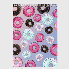 Скетчбук с принтом Пончики в Новосибирске, 100% бумага
 | 48 листов, плотность листов — 100 г/м2, плотность картонной обложки — 250 г/м2. Листы скреплены сверху удобной пружинной спиралью | еда | пончик с глазурью | пончики | розовая глазурь | шоколадный пончик