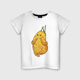 Детская футболка хлопок с принтом Милая картошка в Новосибирске, 100% хлопок | круглый вырез горловины, полуприлегающий силуэт, длина до линии бедер | Тематика изображения на принте: арт | картофельна | картошка | мило | милота | молодая картошка | овощ | овощи | рисунок | свежие овощи | свежий овощ | свежий продукт