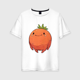 Женская футболка хлопок Oversize с принтом Большой томат в Новосибирске, 100% хлопок | свободный крой, круглый ворот, спущенный рукав, длина до линии бедер
 | арт | мило | милота | овощ | овощи | помидор | рисунок | свежие овощи | свежий овощ | свежий продукт | томат
