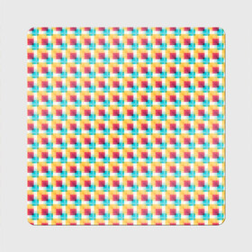Магнит виниловый Квадрат с принтом Красочные кубы в Новосибирске, полимерный материал с магнитным слоем | размер 9*9 см, закругленные углы | Тематика изображения на принте: квадраты | кубы | паттерн | пиксели | разноцветный