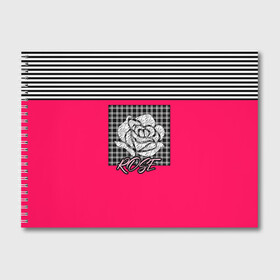 Альбом для рисования с принтом Аппликация роза на клетчатом в Новосибирске, 100% бумага
 | матовая бумага, плотность 200 мг. | аппликация | детский | комбинированный | полосатый | пэчворк | роза | розовый | цветочный узор | черный и малиновый | яркий малиновый