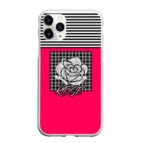 Чехол для iPhone 11 Pro Max матовый с принтом Аппликация роза на клетчатом в Новосибирске, Силикон |  | аппликация | детский | комбинированный | полосатый | пэчворк | роза | розовый | цветочный узор | черный и малиновый | яркий малиновый