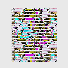 Тетрадь с принтом Полосатый абстрактный узор  в Новосибирске, 100% бумага | 48 листов, плотность листов — 60 г/м2, плотность картонной обложки — 250 г/м2. Листы скреплены сбоку удобной пружинной спиралью. Уголки страниц и обложки скругленные. Цвет линий — светло-серый
 | горизонтальные полосы | летний дизайн | модный | молодежный | мужской | полосы | разноцветные полосы