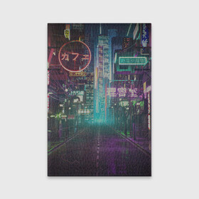 Обложка для паспорта матовая кожа с принтом Neon Tokyo в Новосибирске, натуральная матовая кожа | размер 19,3 х 13,7 см; прозрачные пластиковые крепления | Тематика изображения на принте: anime | cyber | cyberpunk | japan | japanese | neon | retro | retro wave | road | street | tokyo | wave | аниме | дорога | иероглифы | кибер | киберпанк | неон | неоновый | ночной токио | ночь | ретро | свет | токио | улица | уличный | эстетика