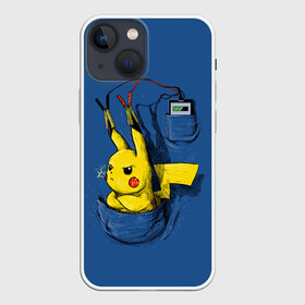 Чехол для iPhone 13 mini с принтом Пикачу   зарядка в Новосибирске,  |  | anime | pikachu | pokemon | poket monster | poketmon | аниме | анимэ | карманные монстры | пикачу | покемон