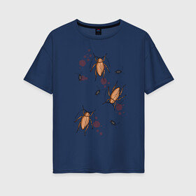 Женская футболка хлопок Oversize с принтом Тараканы в твоей голове ночью в Новосибирске, 100% хлопок | свободный крой, круглый ворот, спущенный рукав, длина до линии бедер
 | гадость | грязь | жуки | иллюстрация | картинка | логотип | муха | принт | пятна | тараканы | фобия
