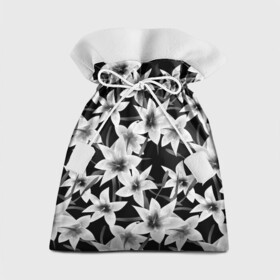 Подарочный 3D мешок с принтом Лилии черно-белые  в Новосибирске, 100% полиэстер | Размер: 29*39 см | Тематика изображения на принте: белые лилии | лето | лилии | монохромный | современный | цветочный | цветы | черный и белый