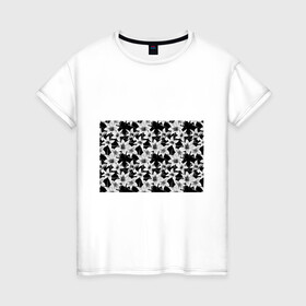 Женская футболка хлопок с принтом Лилии черно-белые  в Новосибирске, 100% хлопок | прямой крой, круглый вырез горловины, длина до линии бедер, слегка спущенное плечо | белые лилии | лето | лилии | монохромный | современный | цветочный | цветы | черный и белый