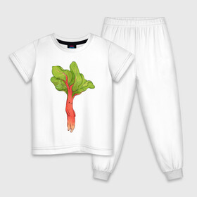 Детская пижама хлопок с принтом Ревень в Новосибирске, 100% хлопок |  брюки и футболка прямого кроя, без карманов, на брюках мягкая резинка на поясе и по низу штанин
 | арт | зелень | красный | мило | милота | овощ | овощи | ревень | рисунок | свежие овощи | свежий овощ | свежий продукт