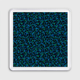 Магнит 55*55 с принтом Абстрактный зелено-синий узор  в Новосибирске, Пластик | Размер: 65*65 мм; Размер печати: 55*55 мм | Тематика изображения на принте: абстрактный | вкрапления | зеленый | молодежный | мраморный | синий | современный | черный и синий