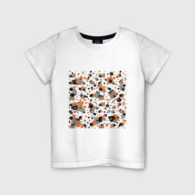 Детская футболка хлопок с принтом Акварельные пятна в Новосибирске, 100% хлопок | круглый вырез горловины, полуприлегающий силуэт, длина до линии бедер | abstract | acvarel | art | arts | black | elements | illustration | orange | print | texture | пятна