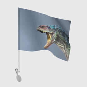 Флаг для автомобиля с принтом Хищный динозавр | Dino (Z) в Новосибирске, 100% полиэстер | Размер: 30*21 см | dino | dinosauria | дино | динозавр | парк юрского | хищный динозавр | чудовище | юрский период | ящер | ящерица