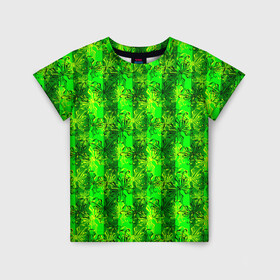 Детская футболка 3D с принтом Неоновый полосатый узор  в Новосибирске, 100% гипоаллергенный полиэфир | прямой крой, круглый вырез горловины, длина до линии бедер, чуть спущенное плечо, ткань немного тянется | бабочки | вертикальные полосы | зеленый | летний | неоновый | неоновый зеленый | современный | яркий узор