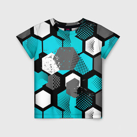 Детская футболка 3D с принтом Геометрия плиты в Новосибирске, 100% гипоаллергенный полиэфир | прямой крой, круглый вырез горловины, длина до линии бедер, чуть спущенное плечо, ткань немного тянется | Тематика изображения на принте: абстракция | геометрия | линии | плиты | спорт | текстура