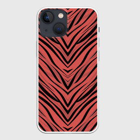 Чехол для iPhone 13 mini с принтом Полосатый тигровый узор в Новосибирске,  |  | абстрактный | коричневый | модный | оранжево коричневый | полосатый узор | терракотовый | тигровый | топовый