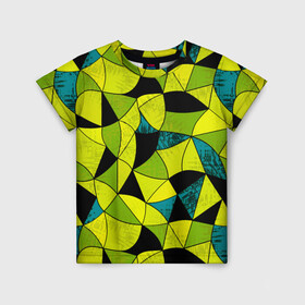 Детская футболка 3D с принтом Гранжевый яркий зеленый  в Новосибирске, 100% гипоаллергенный полиэфир | прямой крой, круглый вырез горловины, длина до линии бедер, чуть спущенное плечо, ткань немного тянется | абстрактный | гранжевая текстура | зеленый | летний | молодежный | современный | ярко желтый