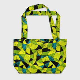 Пляжная сумка 3D с принтом Гранжевый яркий зеленый  в Новосибирске, 100% полиэстер | застегивается на металлическую кнопку; внутренний карман застегивается на молнию. Стенки укреплены специальным мягким материалом, чтобы защитить содержимое от несильных ударов
 | абстрактный | гранжевая текстура | зеленый | летний | молодежный | современный | ярко желтый